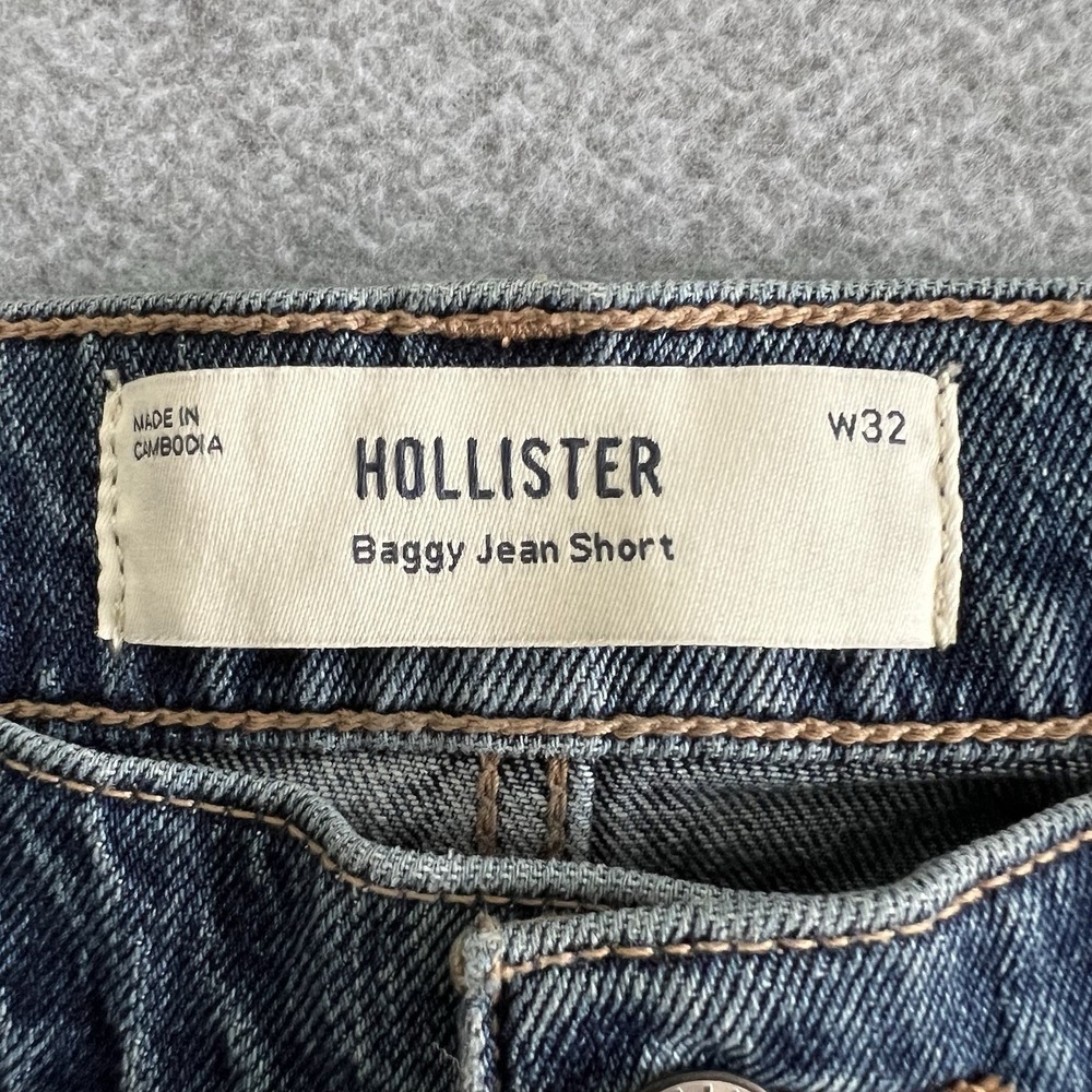 Hollister Y2K Denim Carpenter Shorts Mens 32 Distressed Vtg Baggy Jean Skater - Picture 3 of 12